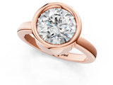 Rose gold Bezel Set Round Solitaire Engagement Ring with Classic Band_43