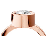 Rose gold Bezel Set Round Solitaire Engagement Ring with Classic Band_46