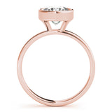 Rose gold Bezel Set Round Solitaire Ring with Plain Band 1