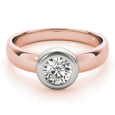 Rose gold Bezel Set Round Solitaire Ring with Wide Band 1