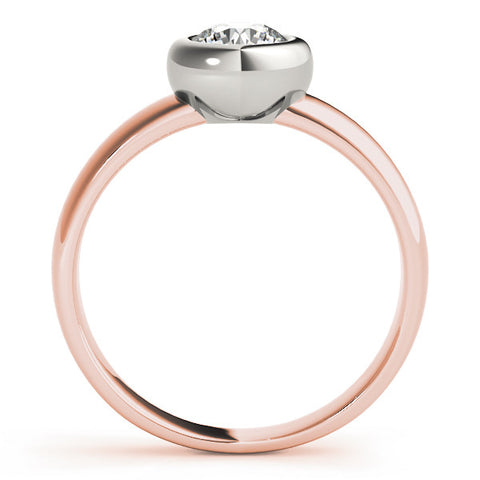 Rose gold Bezel Set Round Solitaire Ring with Wide Band 2