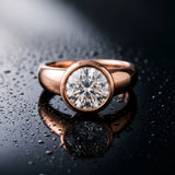 Rose gold Bezel Set Round Solitaire Ring with Wide Band_15
