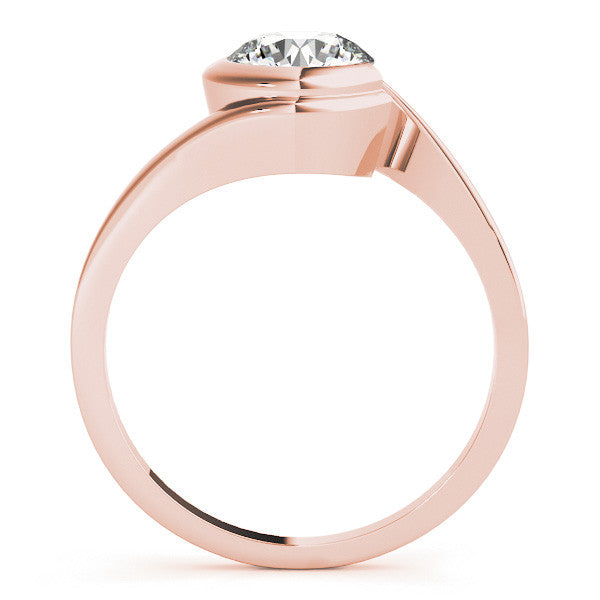Rose gold Bezel Set Round Solitaire Twist Band Ring 2