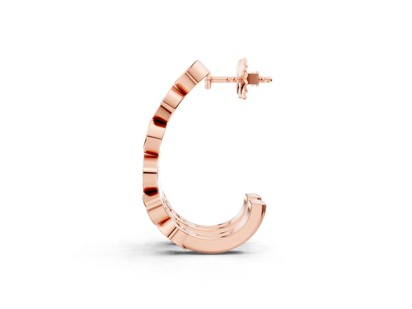 Rose gold Bezel-Set Round and Marquise Diamond Hoop Earrings