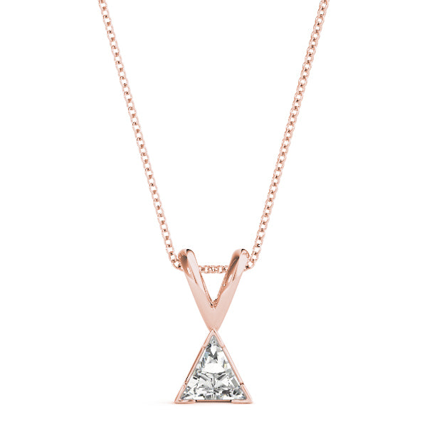 Rose gold Bezel-Set Trillion Diamond Pendant