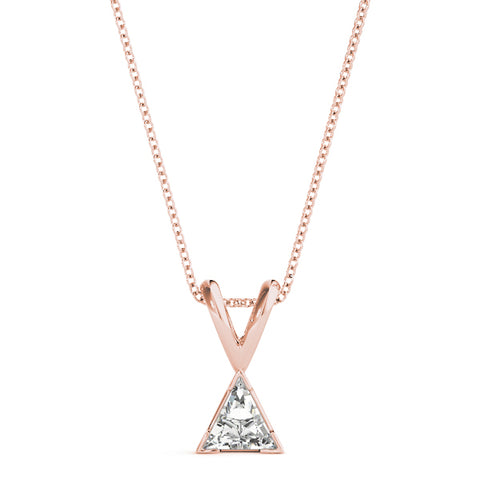 Rose gold Bezel-Set Trillion Diamond Pendant