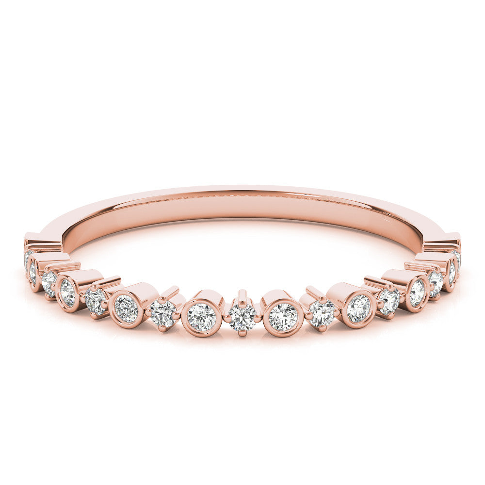 Rose gold Bezel and Prong Set Round Diamond Half Eternity Band 1
