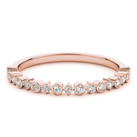 Rose gold Bezel and Prong Set Round Diamond Half Eternity Band 1