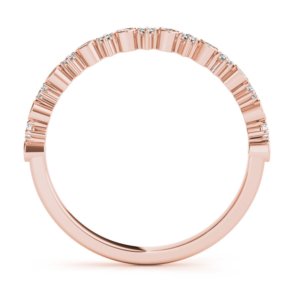 Rose gold Bezel and Prong Set Round Diamond Half Eternity Band 2