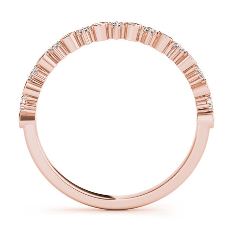 Rose gold Bezel and Prong Set Round Diamond Half Eternity Band 2