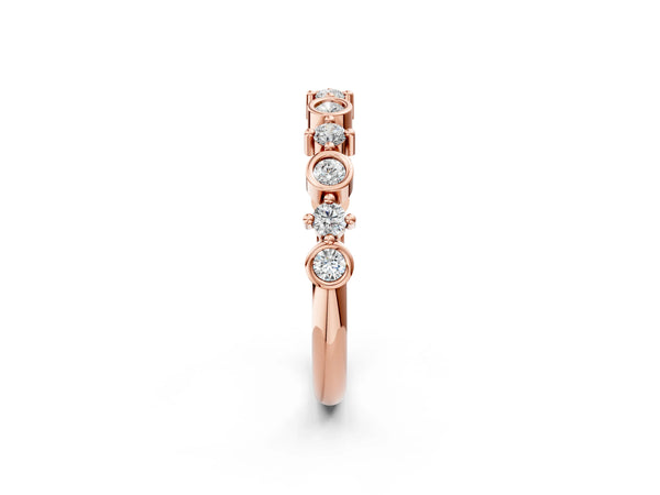 Rose gold Bezel and Prong Set Round Diamond Half Eternity Band