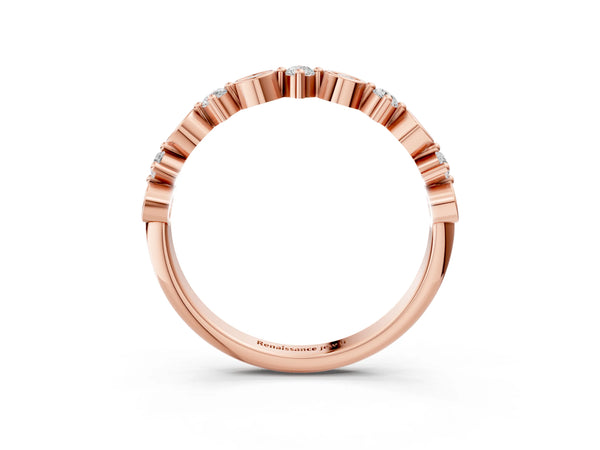 Rose gold Bezel and Prong Set Round Diamond Half Eternity Band