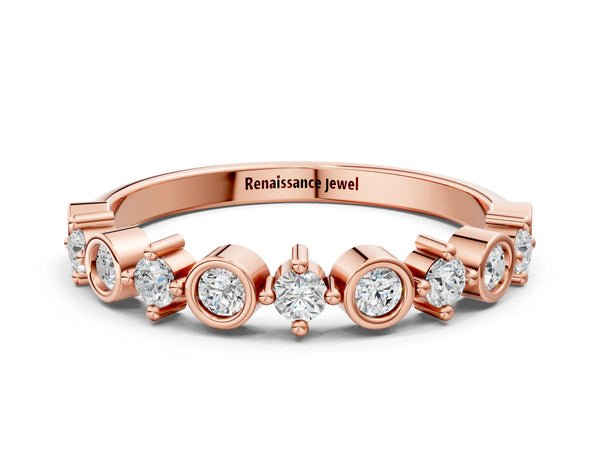 Rose gold Bezel and Prong Set Round Diamond Half Eternity Band
