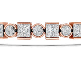 Rose gold Bezel and Prong Set Round and Princess Cut Diamond Tennis Bracelet_3