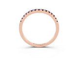 Rose gold Blue Sapphire Pavé Curved Wedding Band_9