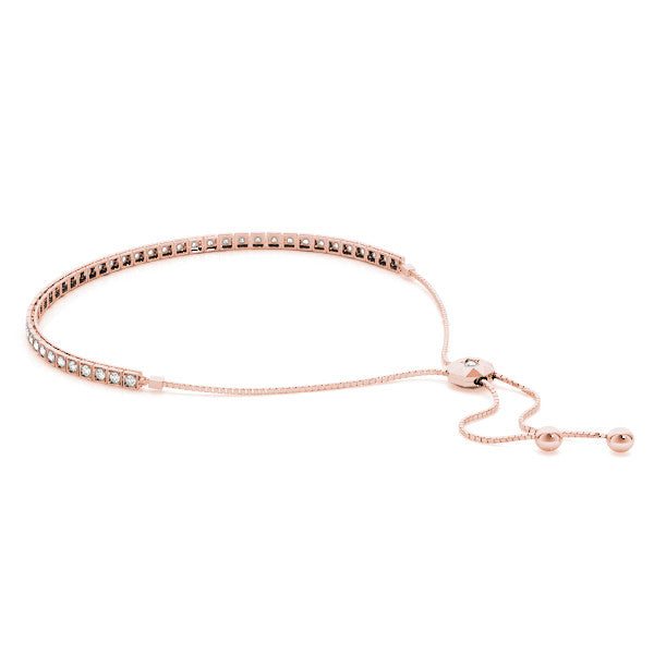 Rose gold Box-Set Round Diamond Adjustable Tennis Bracelet 1