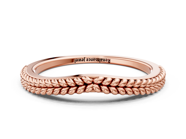 Rose gold Braided Milgrain White Gold Contour Band