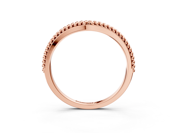 Rose gold Braided Milgrain White Gold Contour Band