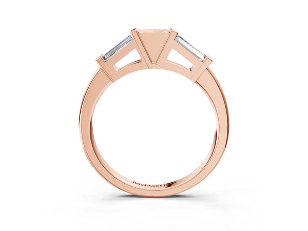 Rose gold Channel Set Baguette Diamond Flat Band with Bar Prong Setting