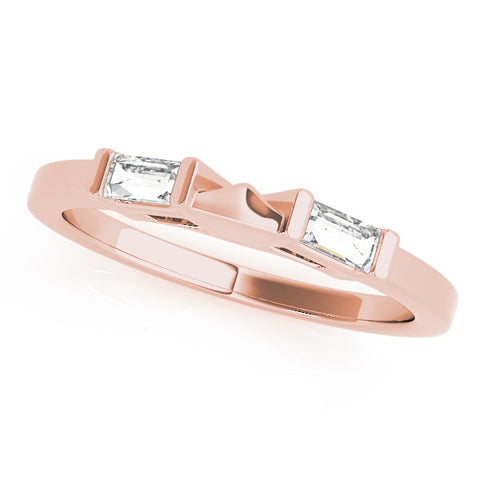 Rose gold Channel Set Baguette Diamond Flat Band with Bar Prong Setting