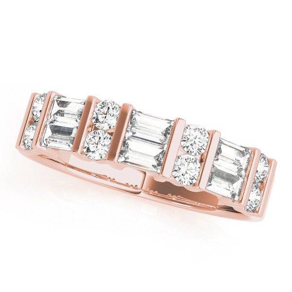 Rose gold Channel Set Baguette and Round Diamond Eternity Band