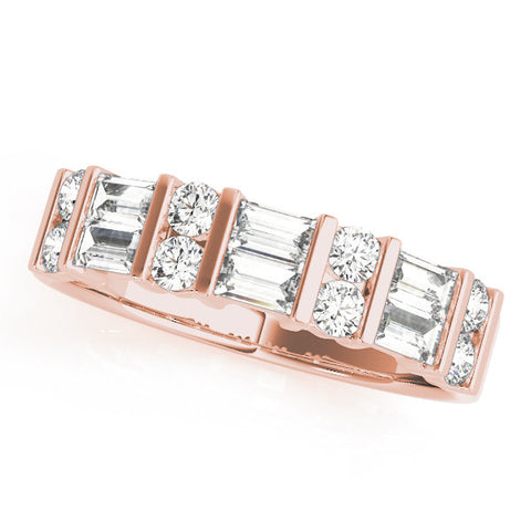 Rose gold Channel Set Baguette and Round Diamond Eternity Band
