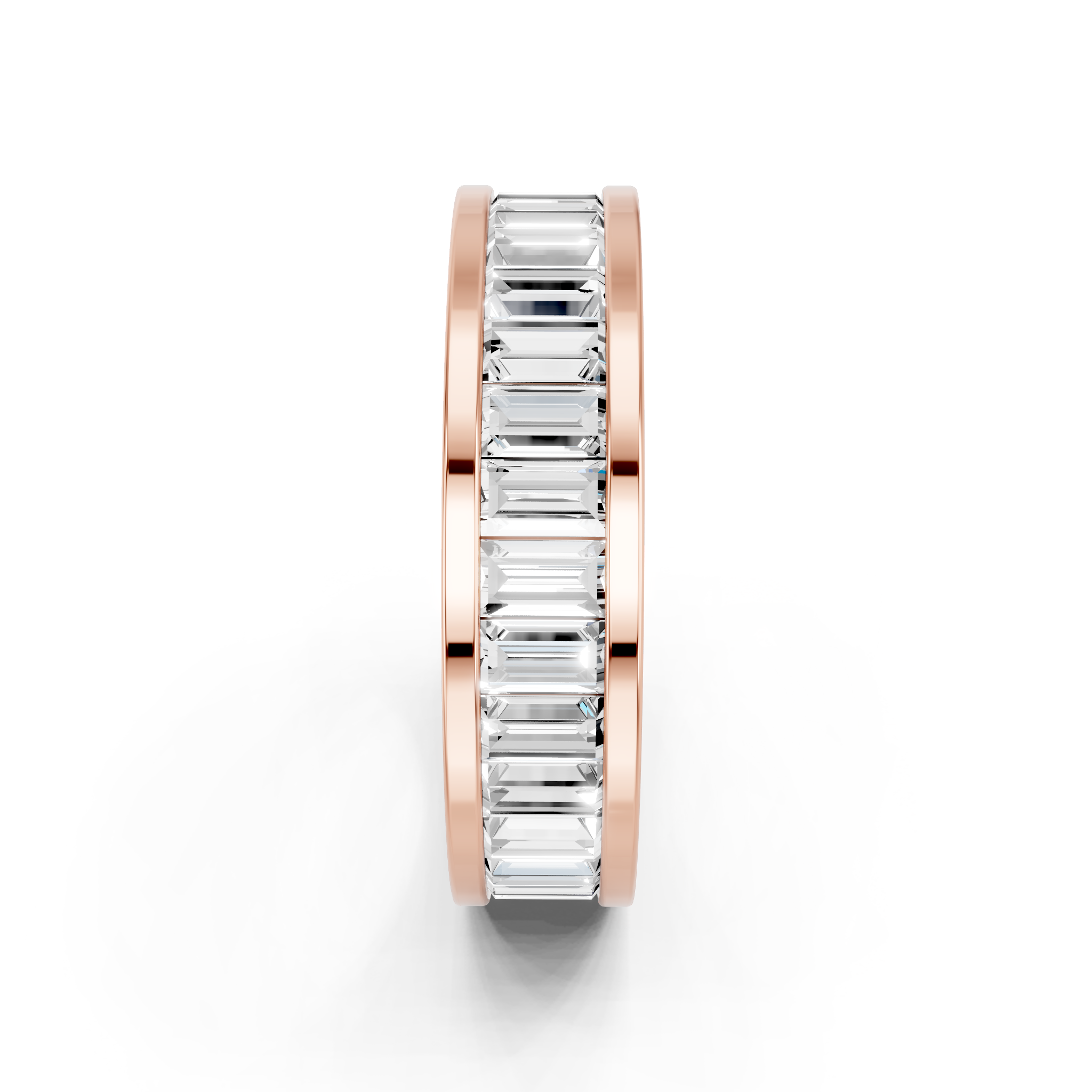 Rose gold Channel Set Baugette-Cut Diamond Eternity Band_9