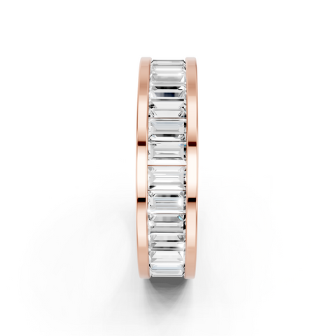 Rose gold Channel Set Baugette-Cut Diamond Eternity Band_9