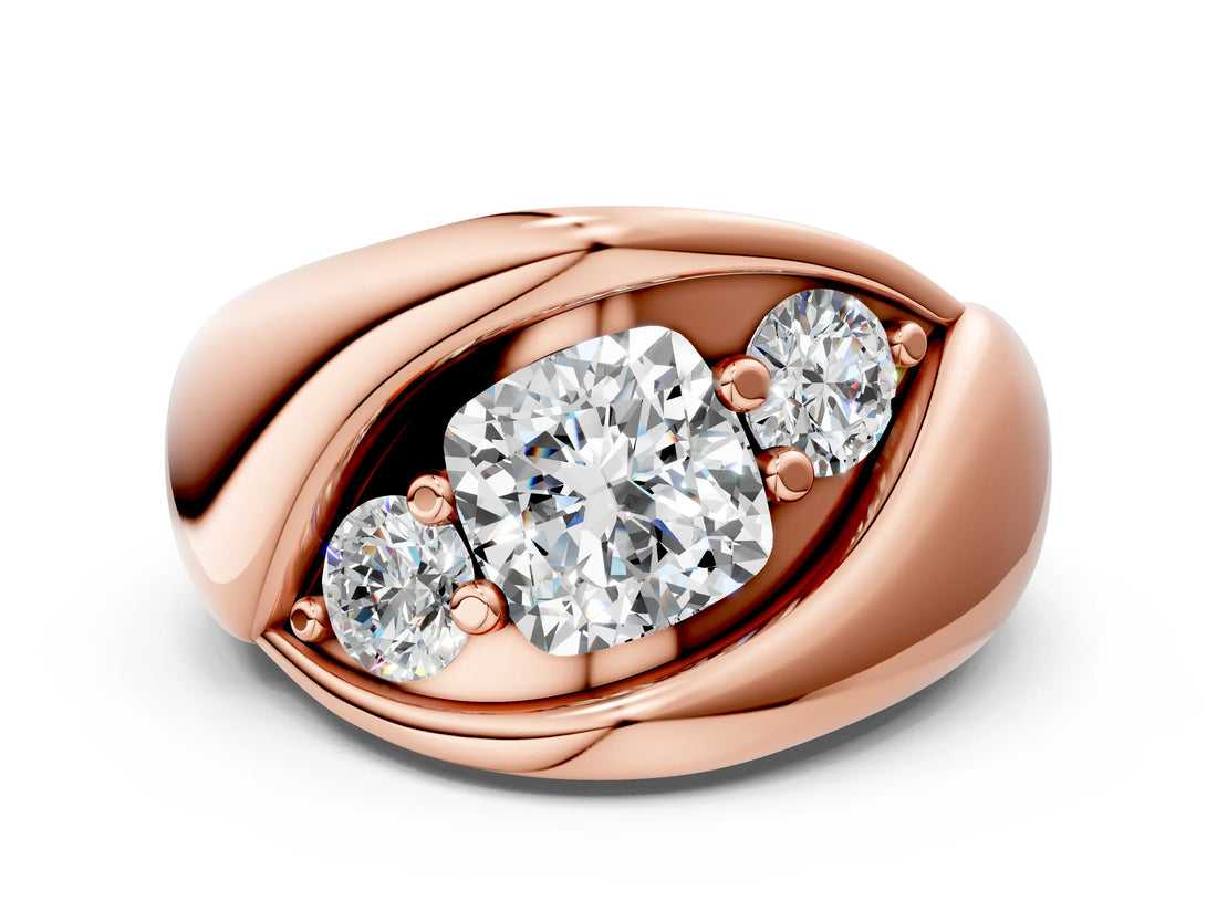 Rose gold Channel Set Cushion Diamond Crossover Band_6