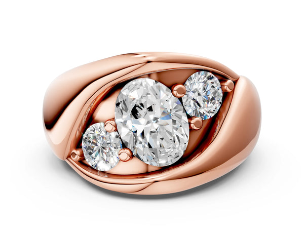 Rose gold Channel Set Oval Diamond Crossover Band
