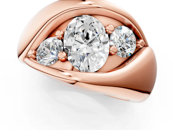 Rose gold Channel Set Oval Diamond Crossover Band