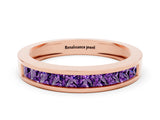 Rose gold Channel Set Princess Cut Amethyst Eternity Band_36