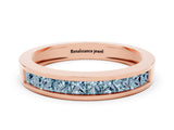 Rose gold Channel Set Princess Cut Aquamarine Eternity Band_24