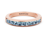 Rose gold Channel Set Princess Cut Aquamarine Eternity Band_6