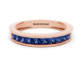 Rose gold Channel Set Princess Cut Blue Sapphire Eternity Band_24