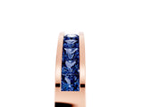 Rose gold Channel Set Princess Cut Blue Sapphire Eternity Band_29