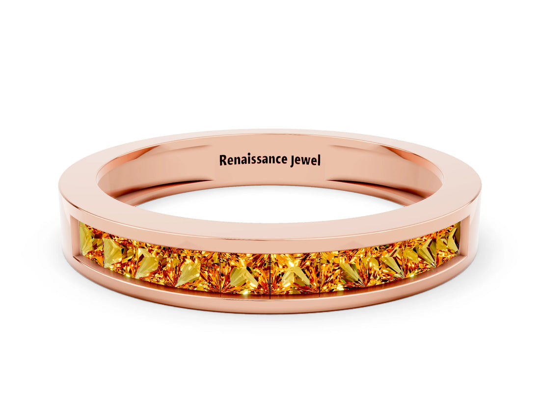 Rose gold Channel Set Princess Cut Citrine Eternity Band_36