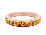 Rose gold Channel Set Princess Cut Citrine Eternity Band_6