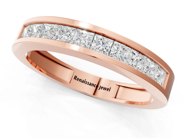 Rose gold Channel Set Princess Cut Diamond Eternity Band