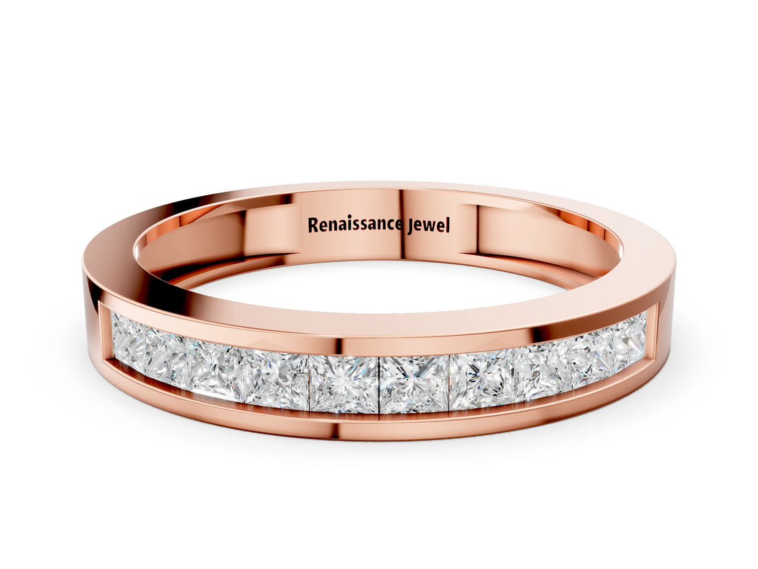 Rose gold Channel Set Princess Cut Diamond Eternity Band_24
