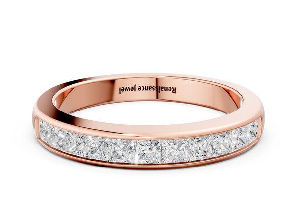 Rose gold Channel Set Princess Cut Diamond Eternity Band