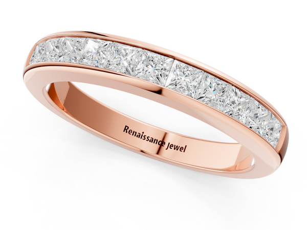 Rose gold Channel Set Princess Cut Diamond Eternity Band
