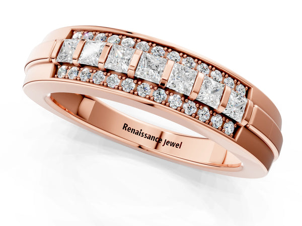 Rose gold Channel-Set Princess Cut Diamond Pavé Band