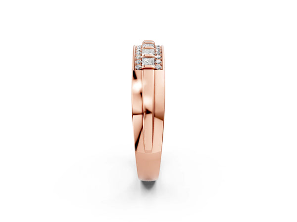 Rose gold Channel-Set Princess Cut Diamond Pavé Band