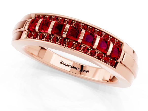 Rose gold Channel-Set Princess Cut Diamond Pavé Band