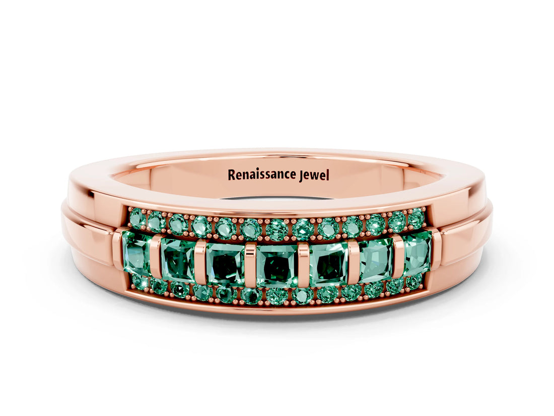 Rose gold Channel-Set Princess Cut Diamond Pavé Band_30