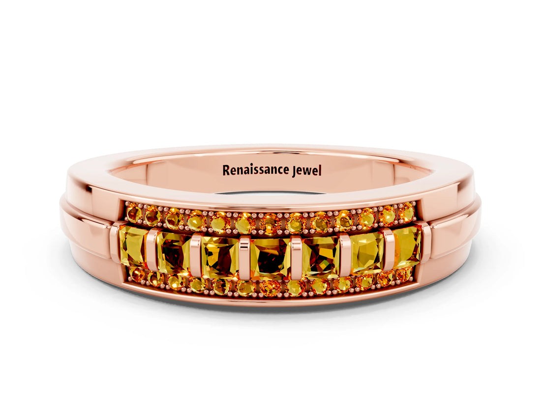 Rose gold Channel-Set Princess Cut Diamond Pavé Band_30