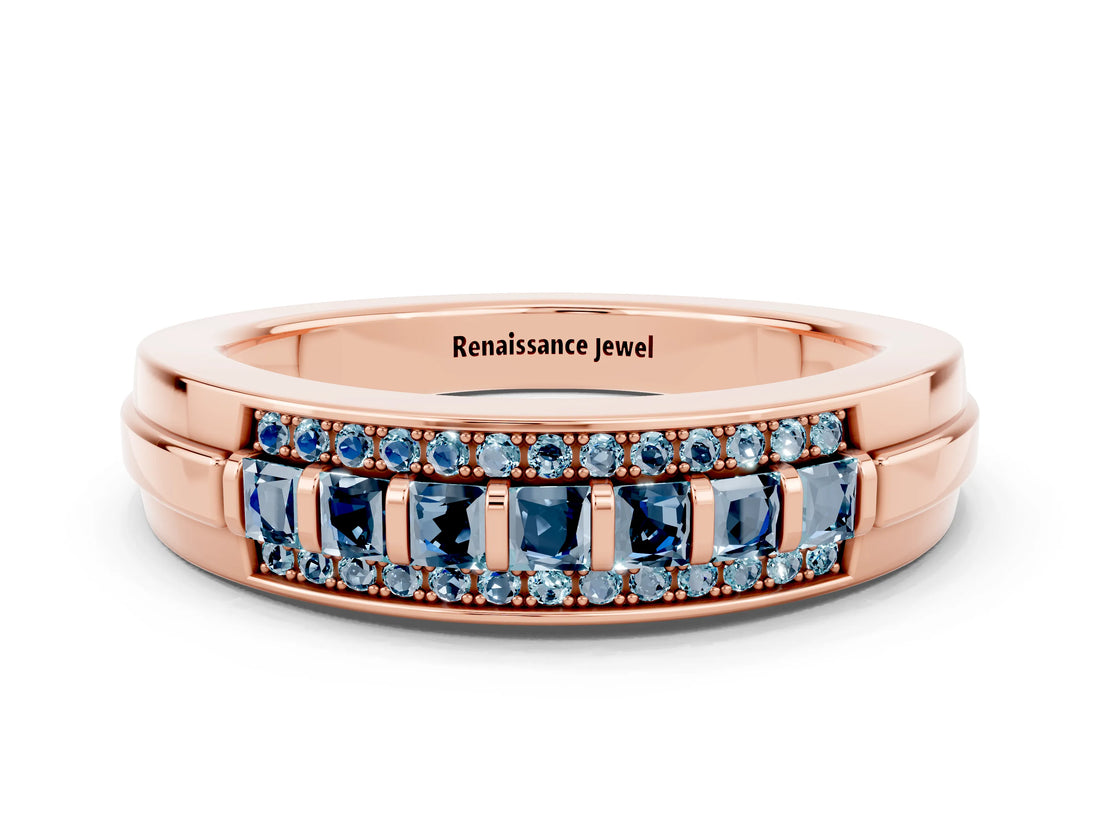 Rose gold Channel-Set Princess Cut Diamond Pavé Band_30