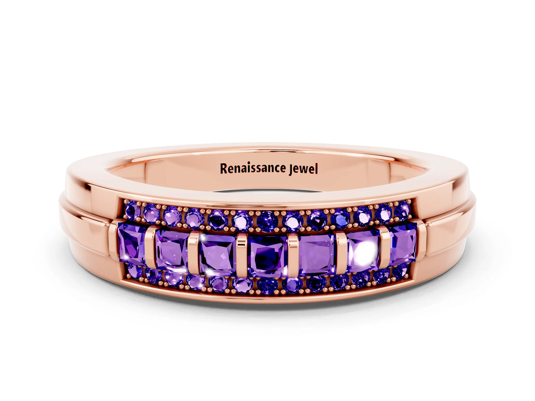 Rose gold Channel-Set Princess Cut Diamond Pavé Band_30