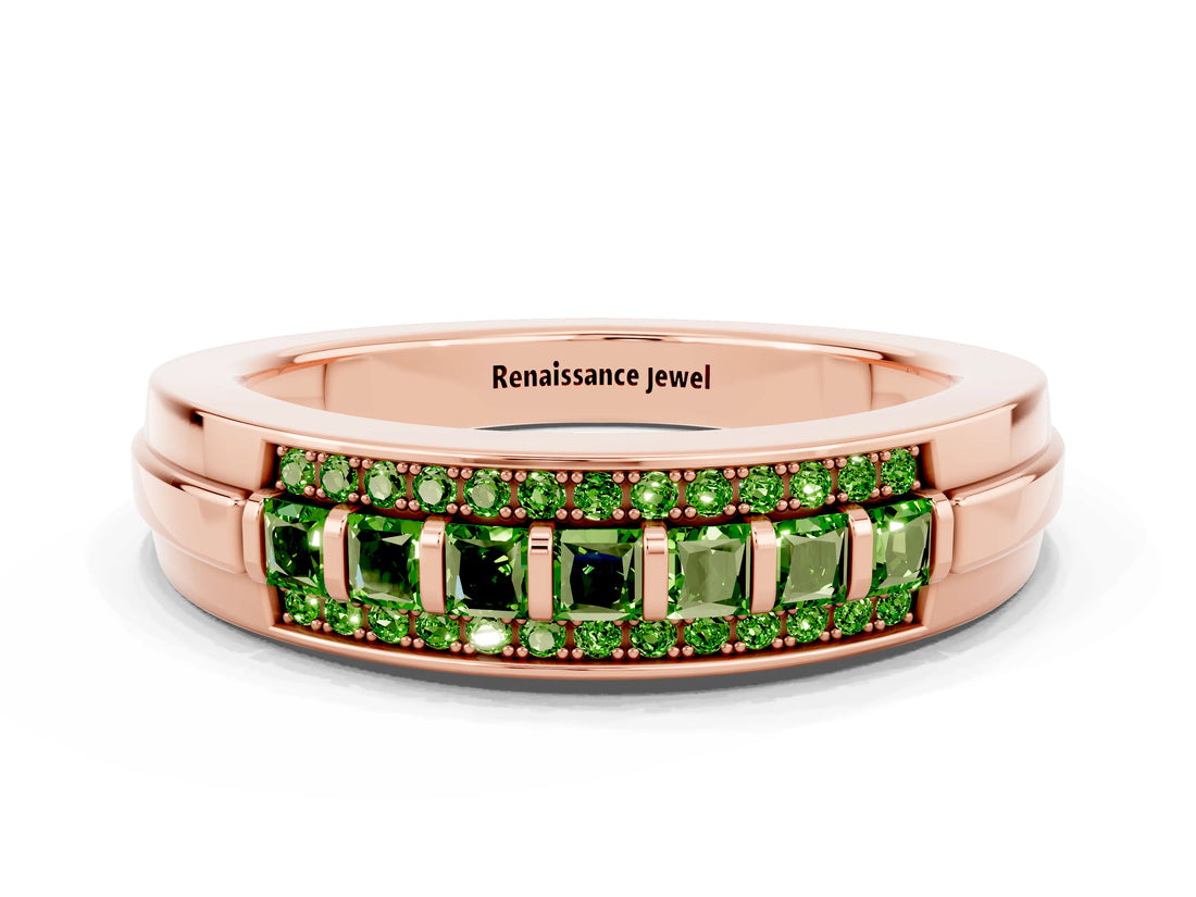 Rose gold Channel-Set Princess Cut Diamond Pavé Band_30